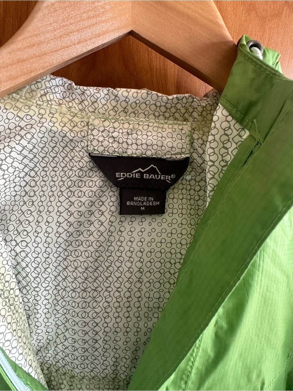 Eddie Bauer Lime Green Hooded Windbreaker Jacket - Picture 2 of 9